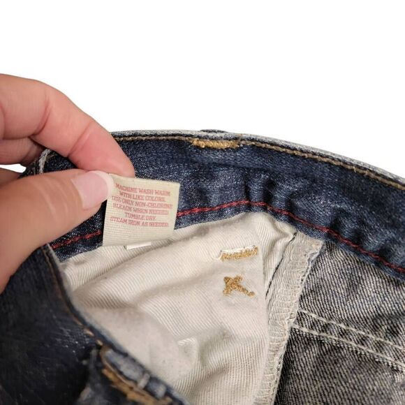 Arizona Jean Company Dark Wash Distressed Blue Denim Jeans - Picture 7 of 8